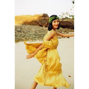 Golden Sunset Midi Dress